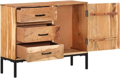 Rustic Acacia Wood Sideboard with Buffet Cabinet, 34" Wide Console Cabinet for Living Room, Dining Room, Entryway, 11.8 x 34 x 28.7 in Brown