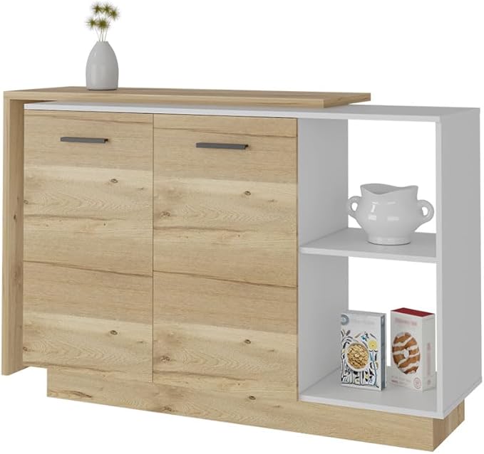 GOWE Aspen Kitchen Island, Two Concealed Shelves, Three Divisions