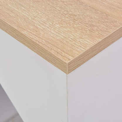 Modern Bar Table with Storage Shelves, White and Natural Engineered Wood Kitchen Dining Table for Small Spaces, 45.3 x 23.2 x 78.7 Inches