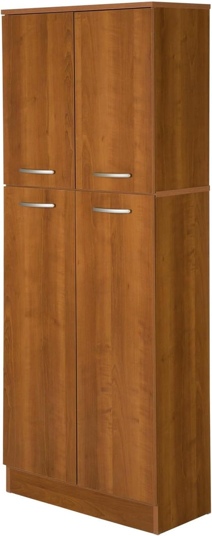 South Shore 10102, Morgan Cherry 4-Door Storage Pantry with Adjustable Shelves