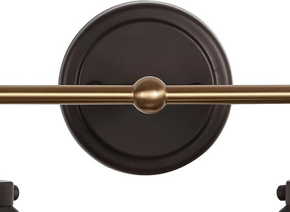 JONATHAN Y 26.5" Oil Rubbed Bronze/Brass Gold 3-Light Industrial Farmhouse Metal Vanity Light Wall Sconce, Metal Shade for Bathroom Mirror, Kitchen, Entryway, LED Bulb Included (JYL7428C)