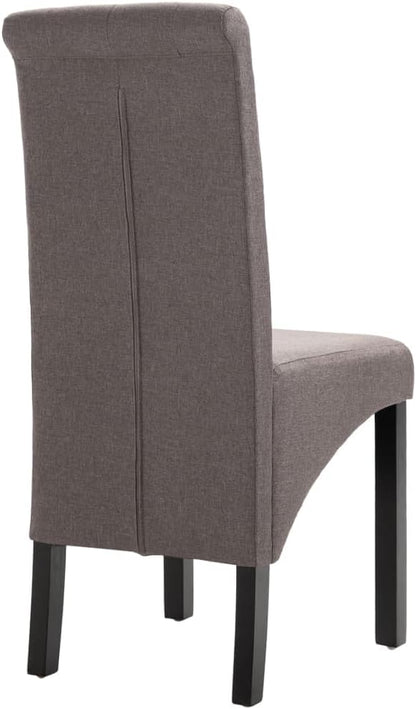 // 6 Taupe Fabric Dining Chairs with Rubber Wood Frame - Modern Farmhouse Kitchen Chairs Set, Comfortable Padded Seats and Sturdy Design for Dining Room, Kitchen, and Home Decor