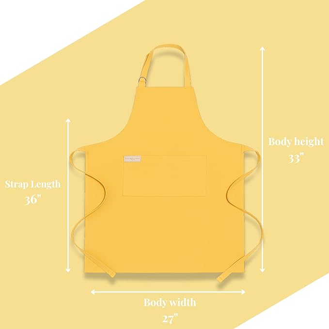 100% Cotton Kitchen Apron with 2 Pockets – Adjustable Chef Apron for Cooking Baking BBQ – Unisex Apron
