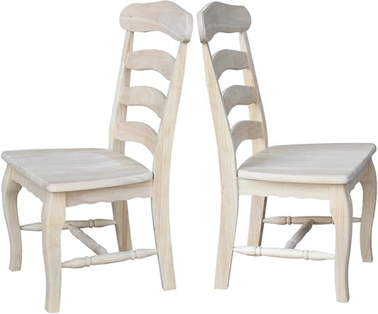 International Concepts Country french Chair with Solid Seat, Unfinished