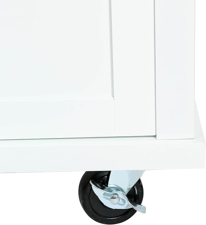 Mobile Kitchen Island with Drop Leaf, Rolling Kitchen Cart on 5 Wheels with Rubberwood Top, Storage Cabinet with 3 Storage Compartment, Spice and Towel Racks for Dining Room