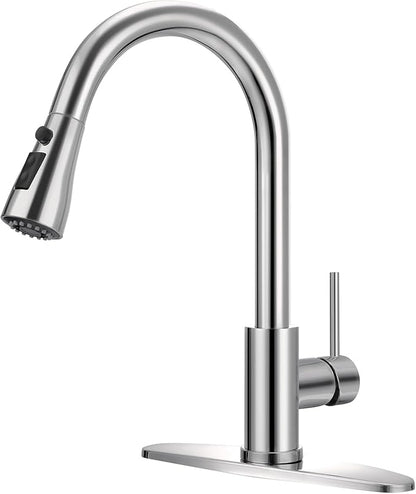 Kitchen Faucet with Pull Down Sprayer,Kitchen Sink Faucet with Sprayer,High Arc Single Handle Classic Stainless Steel Sink Accessories,Suitable for Laundry Rv Bar (Polished Chrome)