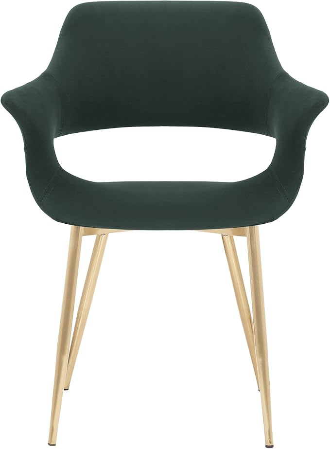 Armen Living Gigi Green Velvet Dining Room Chair with Gold Metal Legs - Set of 2