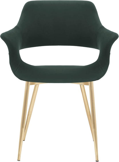Armen Living Gigi Green Velvet Dining Room Chair with Gold Metal Legs - Set of 2