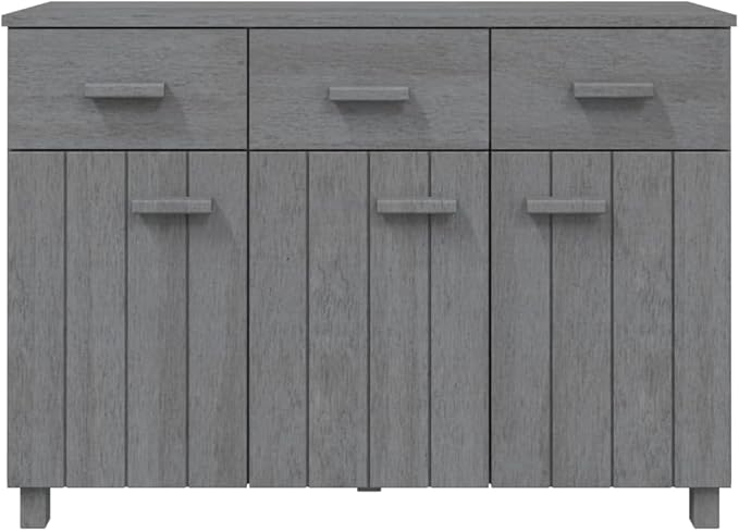 Dark Grey Solid Pine Wood Sideboard, 44.5" Dining Room Buffet Cabinet with Drawers, Matte Finish, Living Room Storage Furniture Kitchen Furniture