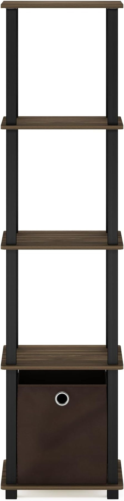 FURINNO TNT No Tools 5-Tier Display Decorative Shelf, Columbia Walnut/Black/Dark Brown