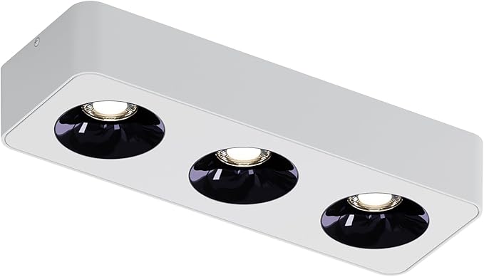 JAYMP Rectangular Modern LED Ceiling Spotlight 3000K Dimmable White Surface Mount Focus Down Light for Living Room Hallway Laundry Room (White, Triple Lamp)