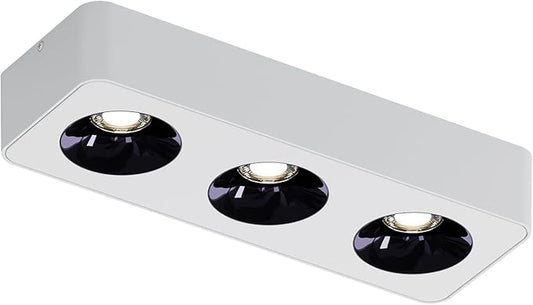 JAYMP Rectangular Modern LED Ceiling Spotlight 3000K Dimmable White Surface Mount Focus Down Light for Living Room Hallway Laundry Room (White, Triple Lamp)