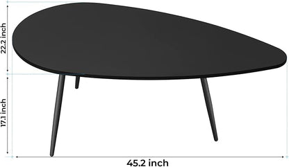 SAYGOER Black Small Coffee Table Modern Oval Coffee Tables Retro Center Table for Small Space Mid Century Coffee Table Rustic Accent Table for Living Room Home Office, Easy Assembly