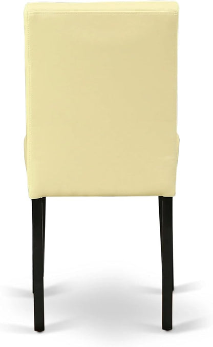 East West Furniture ABP1T73 Abbott Parson Dining Room Chairs - Eggnog Faux Leather Upholstered Chairs, Set of 2, Black