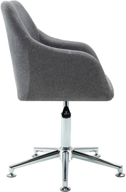 Modern Swivel Dining Chair Light Gray Fabric Upholstered Accent Chair with Adjustable Height 360 Rotation for Kitchen Living Room Bedroom Office