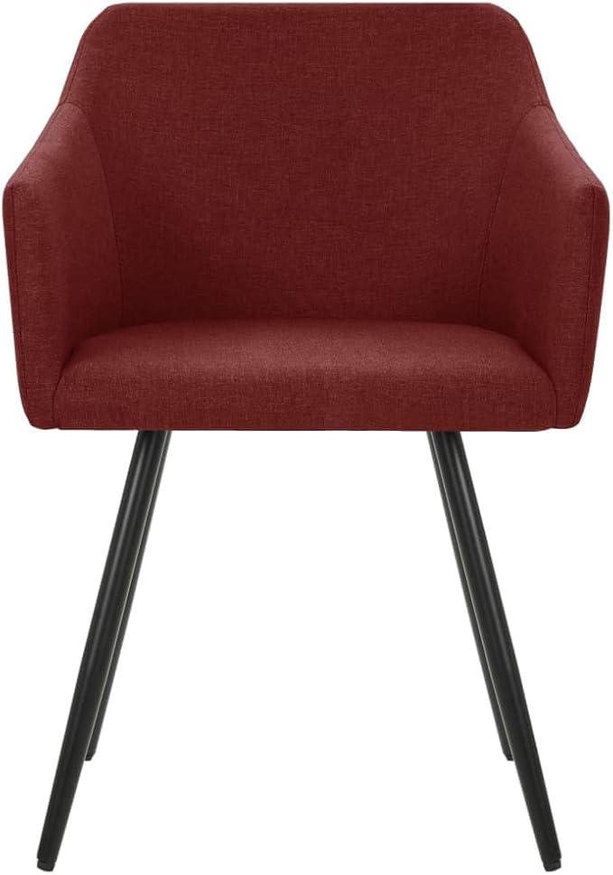 Dining Chair Set of 2 Wine Red Polyester Upholstered Modern Accent Chairs with Black Steel Frame 24.4x21.3x31.5 in for Dining Room Kitchen Living Room Comfortable Sillas de Comedor