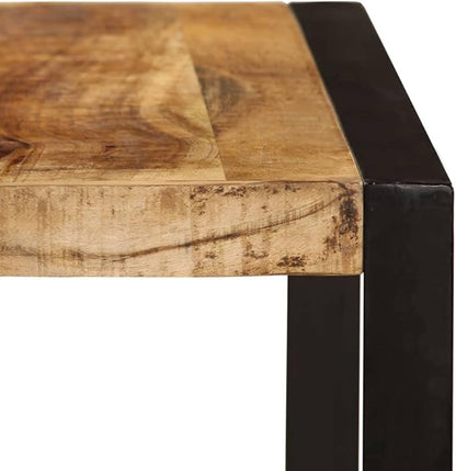 Industrial Modern Dining Table Solid Mango Wood Powder-Coated Steel Rectangular Brown 70.9x35.4x29.5 in for Dining Room Kitchen Indoor Use Seats 6