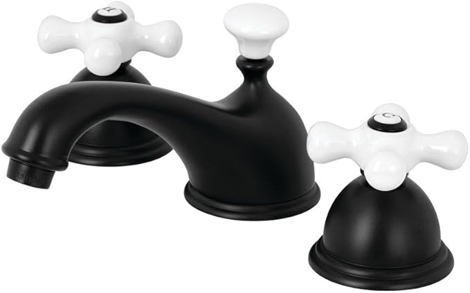 Kingston Brass KS3960PX Restoration Widespread Bathroom Faucet, Matte Black, 6.5 x 3.5 x 3.06