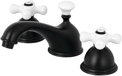 Kingston Brass KS3960PX Restoration Widespread Bathroom Faucet, Matte Black, 6.5 x 3.5 x 3.06