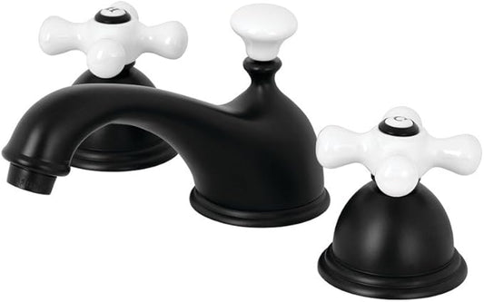 Kingston Brass KS3960PX Restoration Widespread Bathroom Faucet, Matte Black, 6.5 x 3.5 x 3.06
