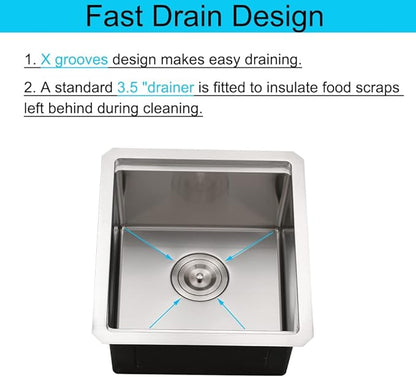 12 Inch Undermount Bar Sink Workstation, BoomHoze 12 x 15 Stainless Steel Wet Bar Kitchen Prep Single Bowl 16 Gauge Small Kitchen Sink with Cutting Board and Assembly