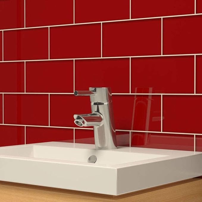 STICKGOO Peel and Stick Subway Tile, Stick on Tiles Backsplash for Kitchen & Bathroom in Red (Pack of 10, Thicker Design)