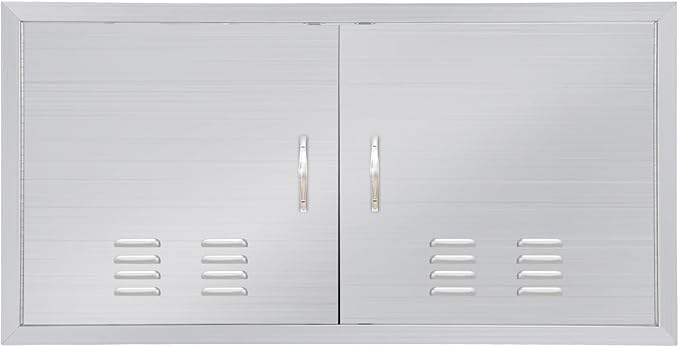42" W x 21" H Stainless Steel Outdoor Kitchen Doors - Flush Mount, Waterproof, Corrosion-Resistant BBQ Island Cabinet Door for Indoor/Outdoor Use,Include Vents