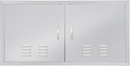 42" W x 21" H Stainless Steel Outdoor Kitchen Doors - Flush Mount, Waterproof, Corrosion-Resistant BBQ Island Cabinet Door for Indoor/Outdoor Use,Include Vents