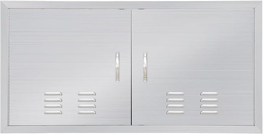 42" W x 21" H Stainless Steel Outdoor Kitchen Doors - Flush Mount, Waterproof, Corrosion-Resistant BBQ Island Cabinet Door for Indoor/Outdoor Use,Include Vents