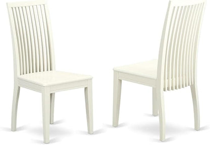 East West Furniture IPC-LWH-W Ipswich Dining Chairs - Slat Back Wood Seat Kitchen Chairs, Set of 2, Linen White