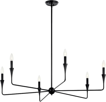 Kichler Alvaro 6-Light Chandelier, Soft Modern Light in Black, for Dining or Living Room, Office or Bedroom (19.25" x 40.25"), 52690BK