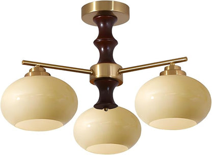 KCO Lighting Vintage Kitchen Flush Mount Ceiling Light 3 Globe Light Fixture Farmhouse Wood Sputnik Chandelier Brass Gold Hallway Ceiling Light Fixtures