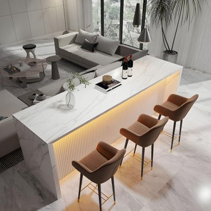 Stone Top Pub Table - Counter Height Wooden Base for Kitchen Island, Living Room, Narrow Bar Dining, Modern Design, Stylish Home Furniture, Space-Saving Solution