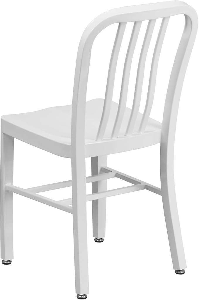 Flash Furniture Commercial Grade White Metal Indoor-Outdoor Chair