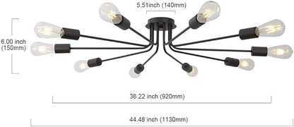 Modern Semi Flush Mount Ceiling Light Industrial 10 Light Vintage Oil Rubber Bronze Sputnik Chandelier Lighting Industrial Kitchen Light Fixture