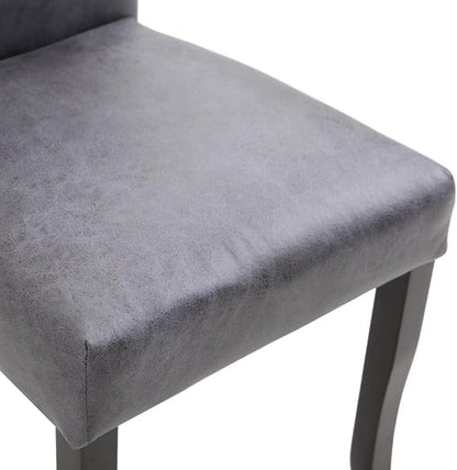 Modern Dining Chairs Set of 2 Gray Faux Suede Upholstery with Wooden Legs for Kitchen Dining Room and Living Room Furniture