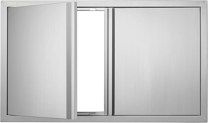 VEVOR BBQ Access Door, 36W x 21H Inch Double Outdoor Kitchen, Stainless Steel Flush Mount, Wall Vertical With Recessed Handles, for BBQ Island, Grilling Station, Outside Cabinet