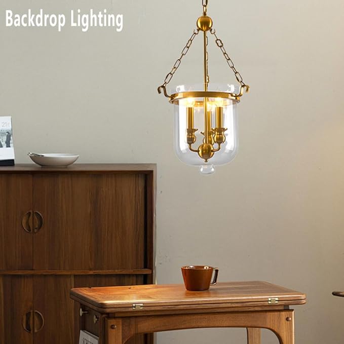 American Retro Hanging Lamp Industrial Country Style Pendant Lighting Bucket Shape Transparent Glass Lampshade Chandelier for Restaurants, Bars, Clothing Stores Lighting Fixture