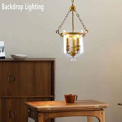 American Retro Hanging Lamp Industrial Country Style Pendant Lighting Bucket Shape Transparent Glass Lampshade Chandelier for Restaurants, Bars, Clothing Stores Lighting Fixture