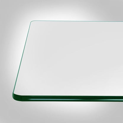 Dulles Glass 24 inch Square Glass Table Top - Tempered - 3/8" Thick Glass Surface, Safe Pencil Edge, Radius Corners, Multipurpose for Dining Table, Patio, Coffee and End Table