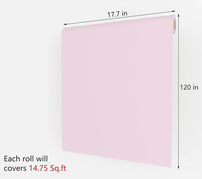 Decotalk Pink Wallpaper - Pink Peel and Stick Wallpaper for Bedroom Pinkish Wall Paper Vinyl Wrap 17.7x120 Inch Pinkish Contact Paper for Cabinets and Drawers Solid Color Vinyl Wrap Self Adhesive