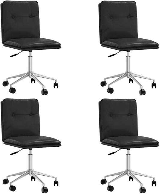 Modern Height-Adjustable Dining Chairs Set of 4 Faux Leather Black 18.9-22 in Seat Contemporary Kitchen Accent Seating for Dining Room Living Area Guest Hall