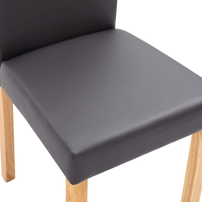Modern Gray Faux Leather Dining Chairs Set of 4 with Wooden Legs, Comfortable Kitchen & Dining Room Chairs for Farmhouse Modern Home Furniture