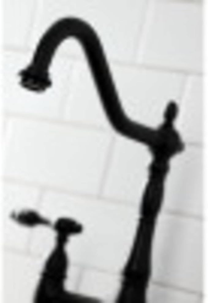 Kingston Brass KS1272TALBS Two-Handle 4-Hole Deck Mount Bridge Kitchen Faucet with Brass Sprayer in Polished Brass