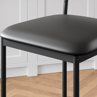 TrailBlaze Bar Stools Set of 2, 25.5'' Counter Height Upholstered Chairs with Backrest & Footrest, Modern PU Leather Barstools - Kitchen Island, Dining Room, Breakfast Bar - Easy Assembly - Black