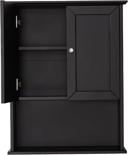 VANIRROR Black Wall Cabinet 24x30 Inch Wooden Over The Toilet Storage Cabinets with 2 Doors, Above Toilet Storage Medicine Cabinets for Bathroom Laundry Room Bedroom Kitchen