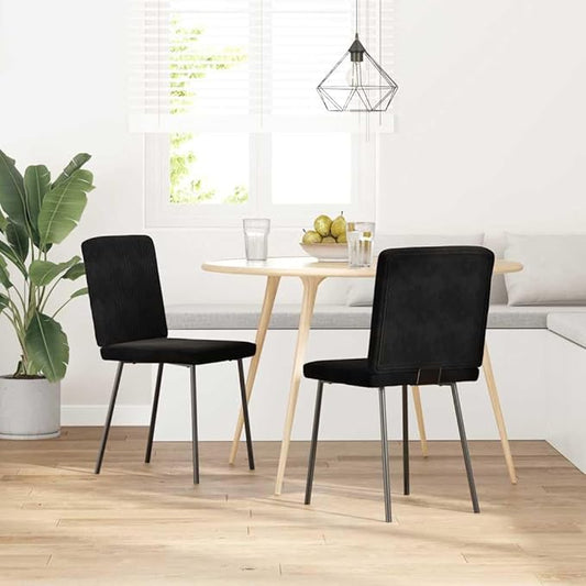 Black Velvet Dining Chairs 2 Pcs with Metal Wood Frame - Modern Accent Chairs for Kitchen Living Room Comedor Furniture