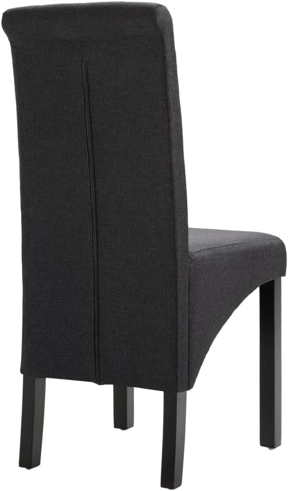 Set of 6 Dark Gray Dining Chairs, 16.5"x22"x37.4" Rubberwood Frame, Ergonomic Modern Accent Seat for Dining Room, Kitchen, Living Room, Small Space