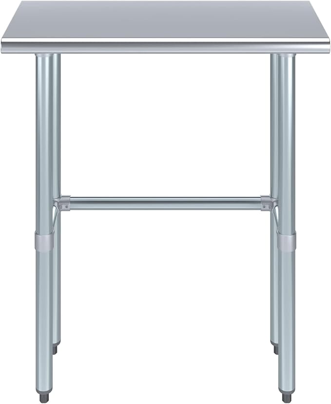Stainless Steel Work Table Open Base | NSF Kitchen Island Food Prep | Laundry Garage Utility Bench (30" Long x 14" Deep)