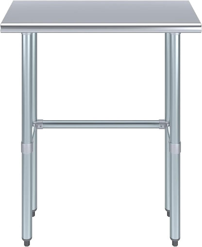 Stainless Steel Work Table Open Base | NSF Kitchen Island Food Prep | Laundry Garage Utility Bench (30" Long x 14" Deep)